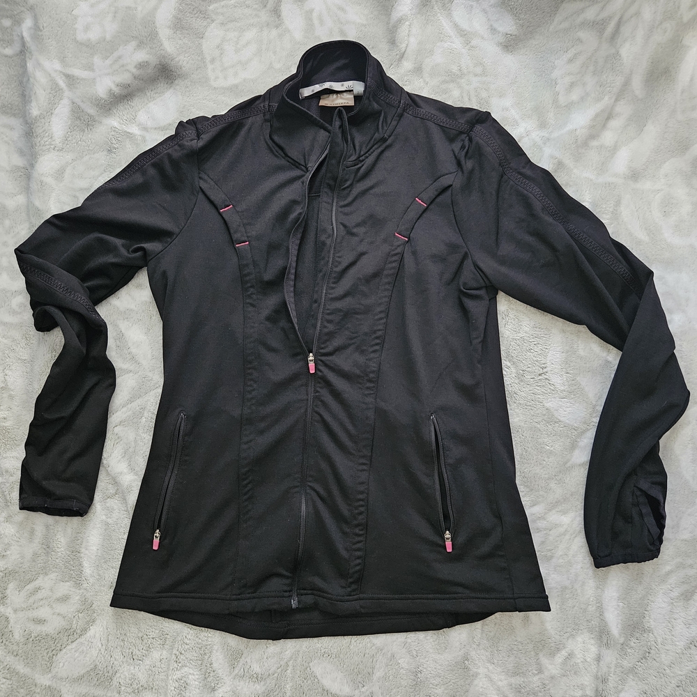 Athleta Black Utility Jacket with Pink Accents